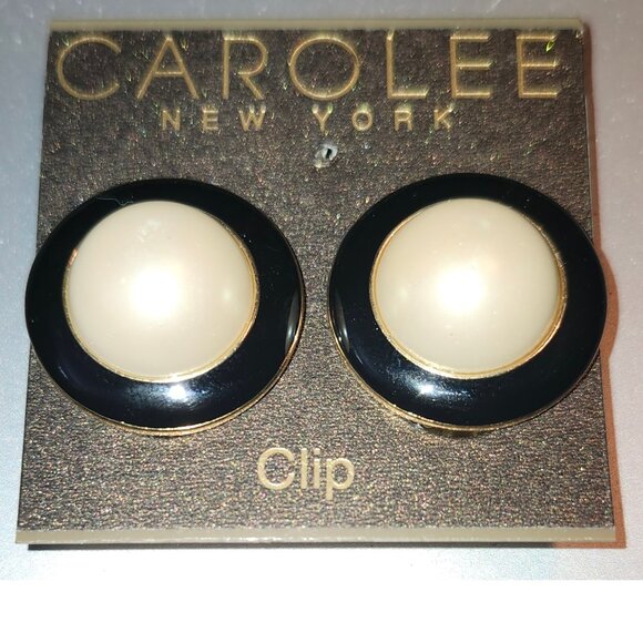 NEW Vintage Carolee Faux Pearl Clip-On Earrings - Picture 1 of 3